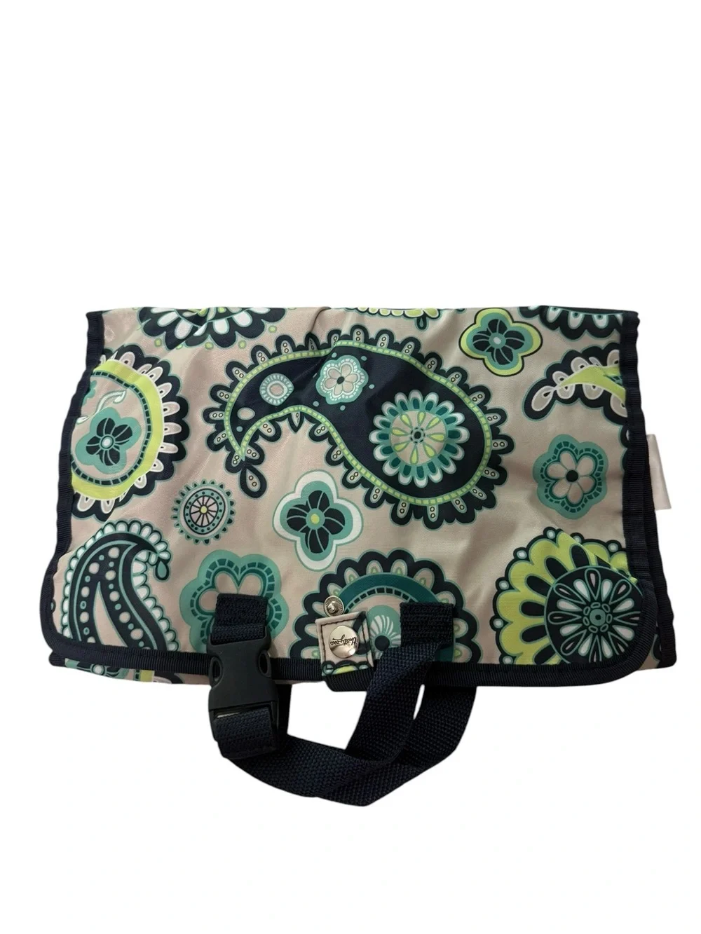 Thirty-One Roll-Up Toiletry Bag Paisley Day Green Teal Travel Organizer 111983
